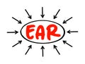 EAR Effective Annual Rate - rate of actually earned on an investment or paid on a loan as a result of compounding the interest Royalty Free Stock Photo