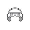 Ear and eye protection line icon