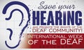 Ear Fading Promoting Rights and Awareness during Deaf`s Week, Vector Illustration