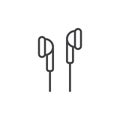 In-Ear Headphones line icon, outline vector sign, linear style pictogram isolated on white.