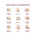 Ear health concept icons set