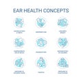 Ear health concept icons set