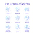 Ear health concept icons set