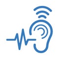 Ear, hear, hearing icon. Blue color design