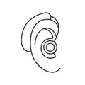 Ear hearing aid device line icon, help for impaired of hearing. Deafness, Hearing Loss. Deaf with hear problem. Hearing