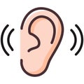 Ear or hearing aid flat icon. Vector sign for web design and mobile app Royalty Free Stock Photo