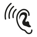 Ear hearing icon. Part of body vector illustration