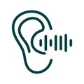 The ear hears sound icon vector. the ear hears sound sign