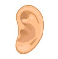 Ear icon flat style. Anatomy, medicine concept. Hearing sound. Isolated on white background. Vector illustration.