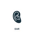 Ear icon. Monochrome simple sign from anatomy collection. Ear icon for logo, templates, web design and infographics.