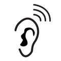 Ear icon on white background. flat style. ear icon template black for your web site design, logo, app, UI. hearing symbol. hearing Royalty Free Stock Photo