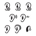 Ear icons set Royalty Free Stock Photo