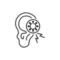 Ear infection color line icon. Human diseases.