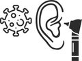 Ear infection icon, Infection, blow ear black vector icon.