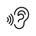 Ear Listening Hearing Audio Sound Waves vector icon Royalty Free Stock Photo