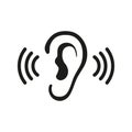 Ear Listening Hearing Audio Sound Waves vector icon Royalty Free Stock Photo