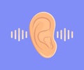 Ear listening, hearing, human ear organ logo design. Hearing Audio Sound Waves. Royalty Free Stock Photo