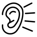 Ear listening icon, outline style