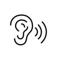 Ear listening to speech or music. Acoustic waves. Pixel perfect icon