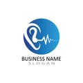 Ear logo hearing and symbol clinic. Royalty Free Stock Photo