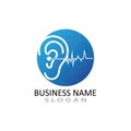 Ear logo hearing and symbol clinic. Royalty Free Stock Photo