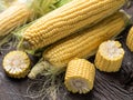 Ear of maize or corn on the dark wooden background Royalty Free Stock Photo