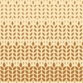 Ear of malt, corn, wheat seamless pattern. Repeating golden agriculture fiber. Repeated gold whole grains shape for decoration