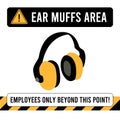 Ear Muffs Area Construction Safety Poster