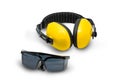Ear muffs and Protective goggles isolated Royalty Free Stock Photo