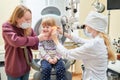 Ear, nose, throat examining. doctor with a child and endoscope. otolaryngology Royalty Free Stock Photo