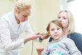 Ear, nose, throat examining. ENT doctor with a child and endoscope. otolaryngology