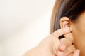 Health problems, women have a lot of pain in the ears Royalty Free Stock Photo