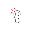 ear pain icon. Element of human body pain for mobile concept and web apps illustration. Thin line icon for website design and deve Royalty Free Stock Photo