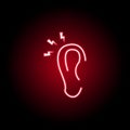 ear pain icon in neon style. Element of human body pain for mobile concept and web apps illustration. Thin line icon for website Royalty Free Stock Photo
