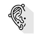 Ear piercing line icon, vector pictogram of face jewelry