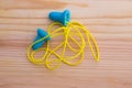 Ear plugs with cord. Royalty Free Stock Photo