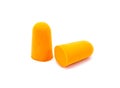 Ear plugs isolated on white background. Orange ear plugs isolated Royalty Free Stock Photo