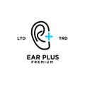 Ear plus Hearing healthcare clinic Logo Vector Royalty Free Stock Photo