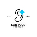 Ear plus Hearing healthcare clinic Logo Vector Royalty Free Stock Photo