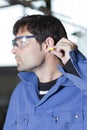 Ear protection at work Royalty Free Stock Photo