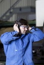 Ear protection at work Royalty Free Stock Photo