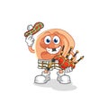 Ear scottish with bagpipes vector. cartoon character