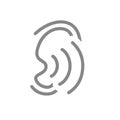 Ear with sound waves line icon. Hearing, Misophonia, deafness symbol