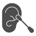 Ear and ear stick solid icon, Hygiene routine concept, Cotton swab sign on white background, ear cleaner icon in glyph