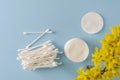 Ear sticks and cotton pads Royalty Free Stock Photo