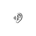 Ear symbol icon isolated on white background Royalty Free Stock Photo