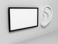 Ear in tte wall with banner. Royalty Free Stock Photo