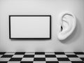 Ear in tte wall with banner. Royalty Free Stock Photo