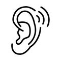 Ear vector icon, hearing symbol. Simple, flat design for web or mobile app