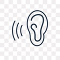 Ear vector icon isolated on transparent background, linear Ear t